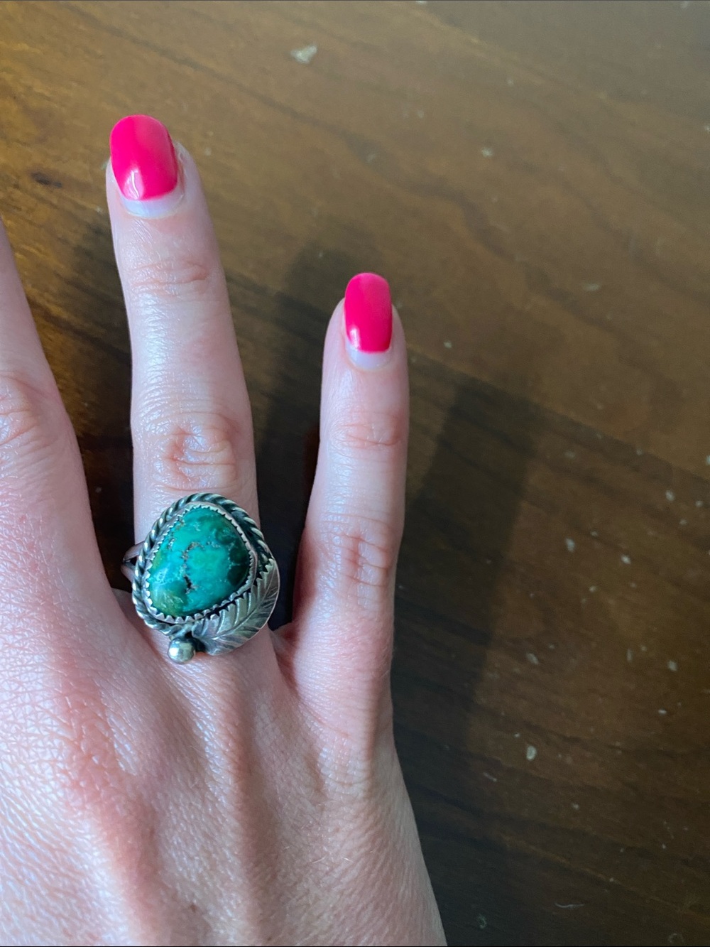 Turquoise feather ring- Sterling Silver